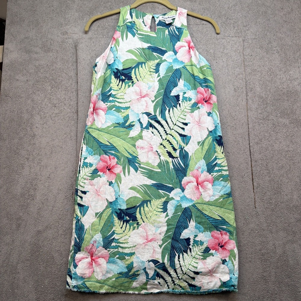 Tommy Bahama Linen Tropical‎ Floral Shift Dress Sleeveless XXS